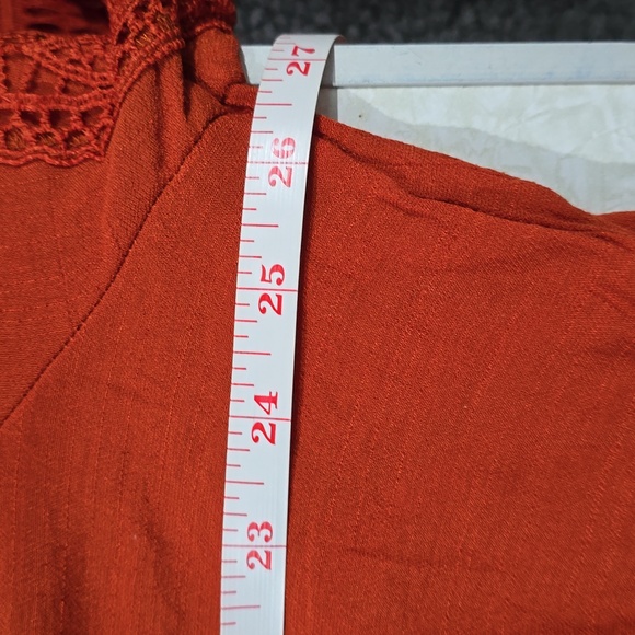 Relaxed Orange 3/4 Sleeve Off-the-Shoulder Tunic - Picture 9 of 11